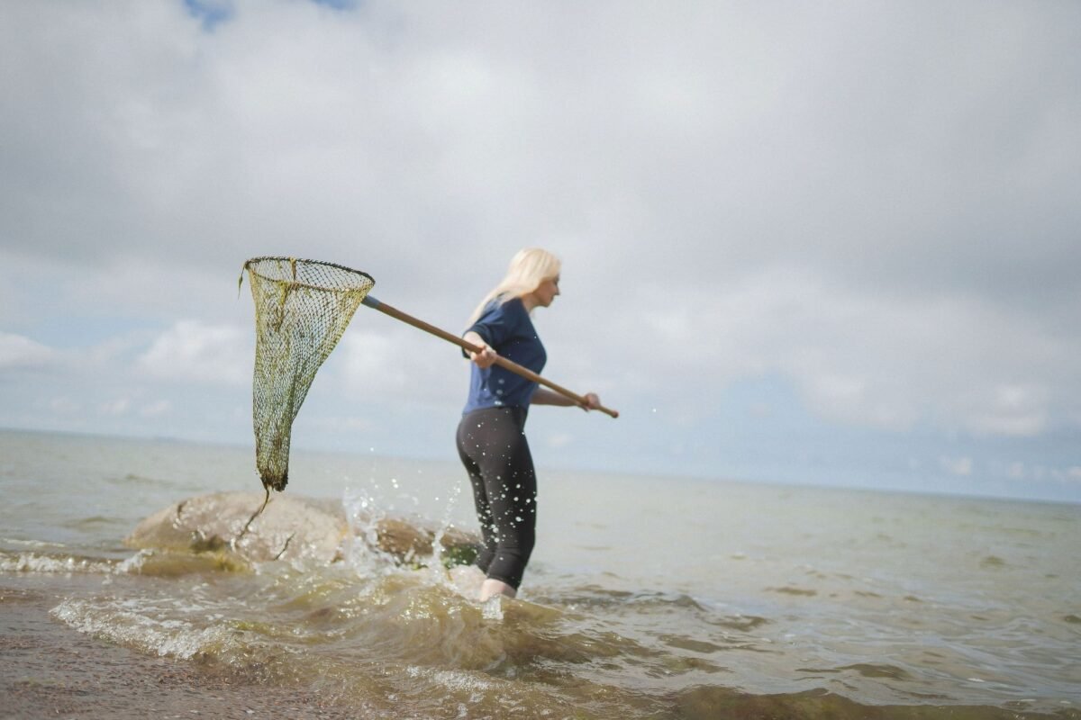 Catching amber Lithuania coast